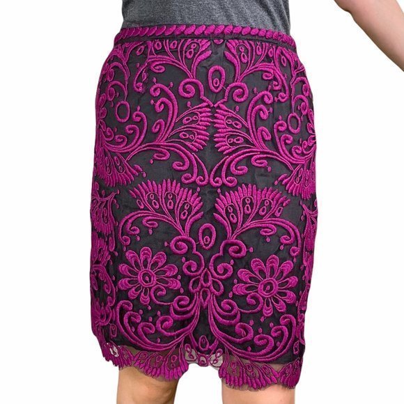 Yoana Baraschi Dresses & Skirts - BARASCHI Fuchsia Embroidery Overlay Skirt 10